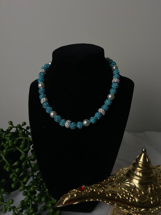 Crystal Blue Shamballa Disco Necklace