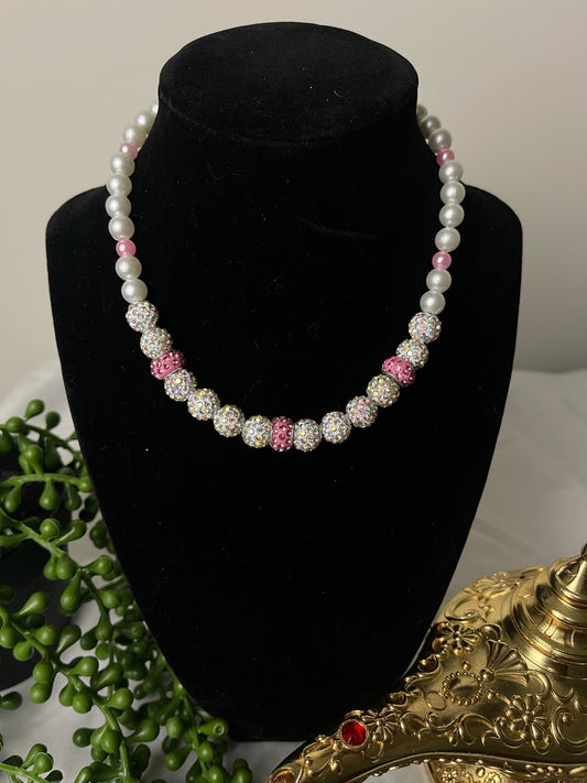 Pink Pony Pearl Shamballa Disco Necklace